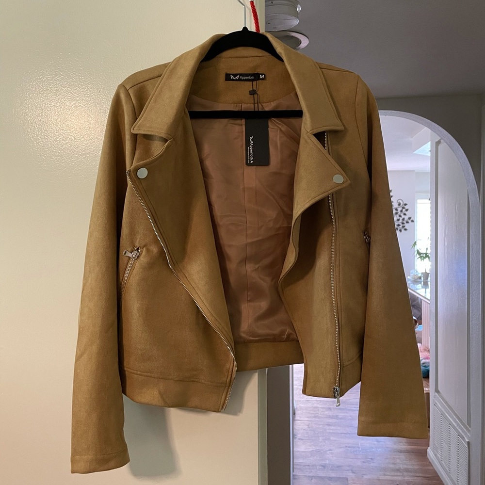 Brown faux suede jacket. NWT